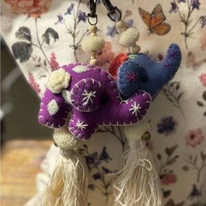 Handmade Thai Elephant Keychain Set (2)/ Sanctuary of Truth / Tassel Bag Charm